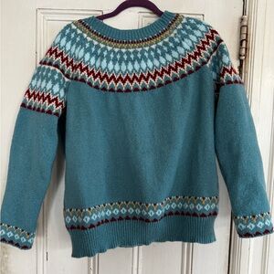Source Unknown Teal Sweater with Red and White Accents